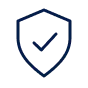Blue shield icon with a checkmark inside on a white background.
