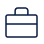 Icon of a briefcase in dark blue on a white background.